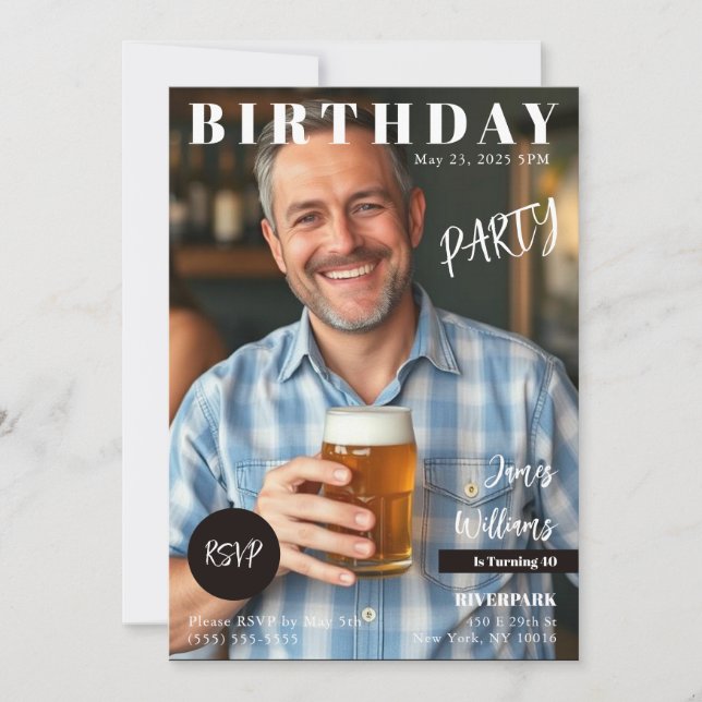 Magazine Cover Birthday Invitation (Front)