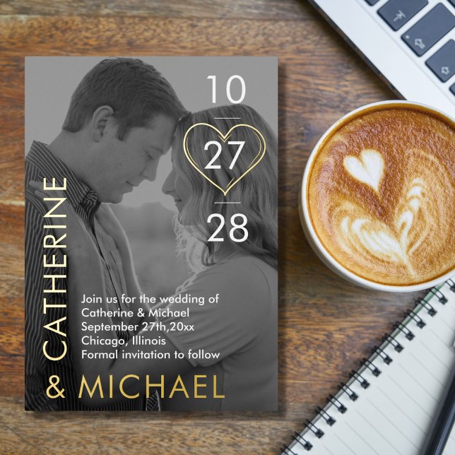 Magazine Cover Dark Photo Modern Minimalist Foil Holiday Card (Creator Uploaded)