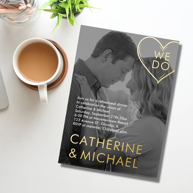 Magazine Cover Dark Photo Modern Minimalist  Foil Invitation (Creator Uploaded)