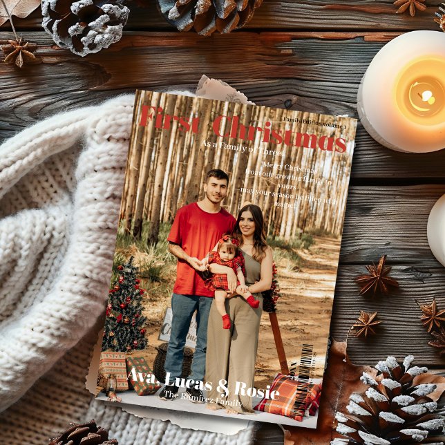 Magazine Cover First Christmas as a Growing family Holiday Card (Magazine Cover First Christmas as a Growing family Holiday Card)