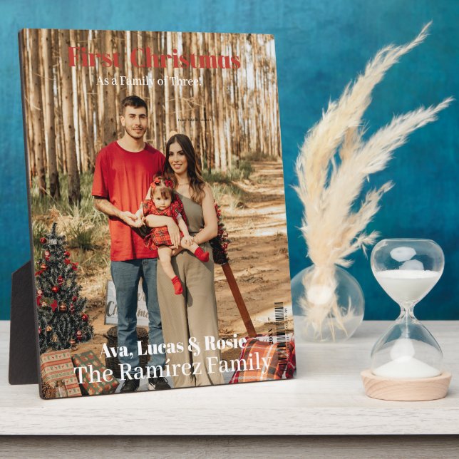 Magazine Cover First Christmas as a Growing family Plaque (Side)