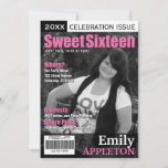 Magazine Cover Fuchsia Sweet Sixteen Invitations at Zazzle