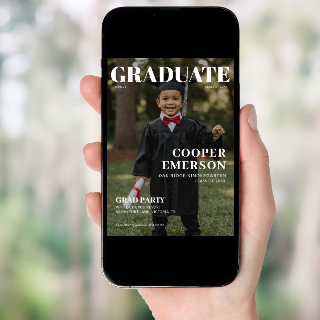 Magazine Cover Kindergarten Graduation Party Invitation (Front Digital)