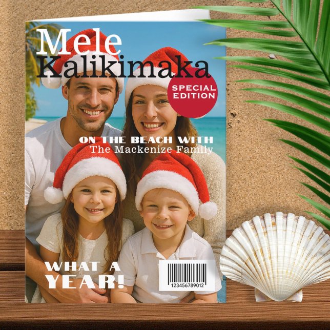 Magazine Cover Mele Kalikimaka Personalized Holiday Card (Magazine Cover Mele Kalikimaka Personalized Holiday Card 5 photos and text template novelty card
)