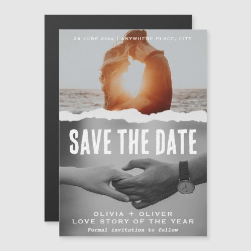 Magazine cover movie poster wedding save the date magnetic invitation