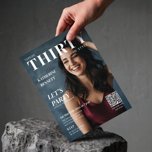 Magazine Cover Photo 30th Birthday Party QR Code