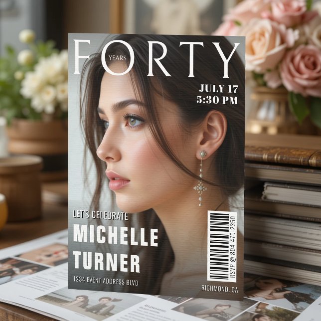 Magazine Cover Photo 40th Birthday Party Invitation (Creator Uploaded)