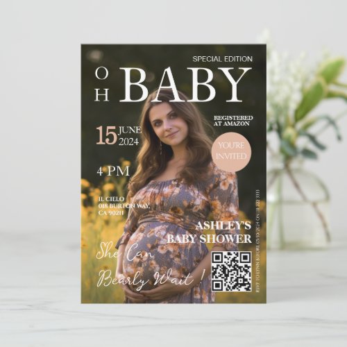 Magazine Cover Photo Baby Shower Invitation