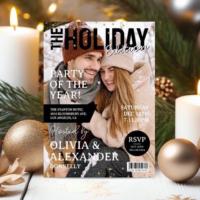 Magazine Cover Photo Christmas Party Invitation (Creator Uploaded)