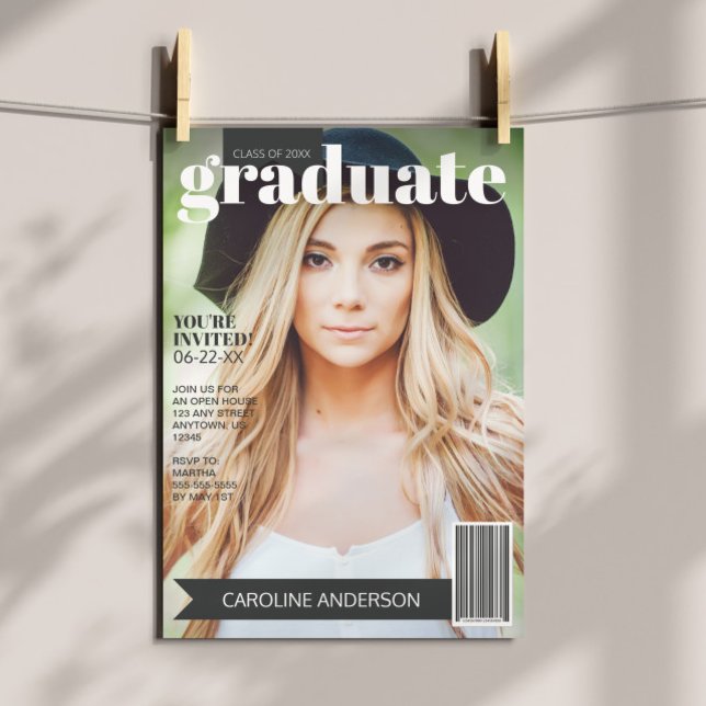 Magazine Cover Photo Graduation Invitation (Creator Uploaded)