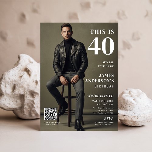 Magazine Cover Photo Mens 40th Birthday QR Code