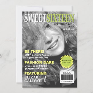 Magazine Cover Photo Sweet Sixteen Birthday Invite