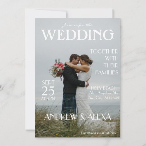 Magazine cover photo wedding Invitation