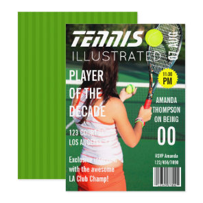 Magazine Cover Pic Celebrity Tennis Birthday Party Invitation