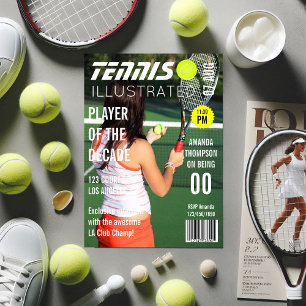 Magazine Cover Pic Celebrity Tennis Birthday Party Invitation