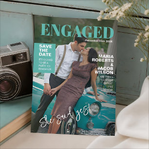 Magazine Cover Save The Date Photo Announcement