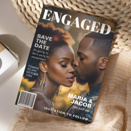 Magazine Cover Save The Date Photo Announcement