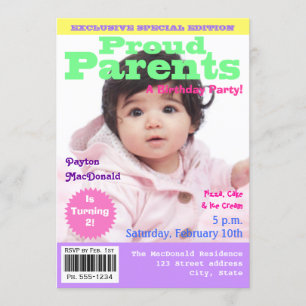 Magazine Cover Style 2nd Birthday Party Invitation