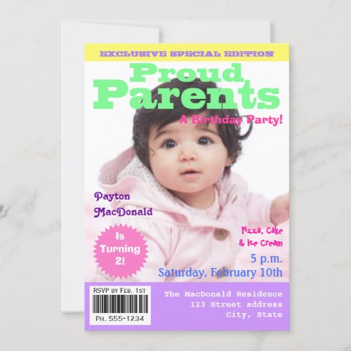 Magazine Cover Style 2nd Birthday Party Invitation