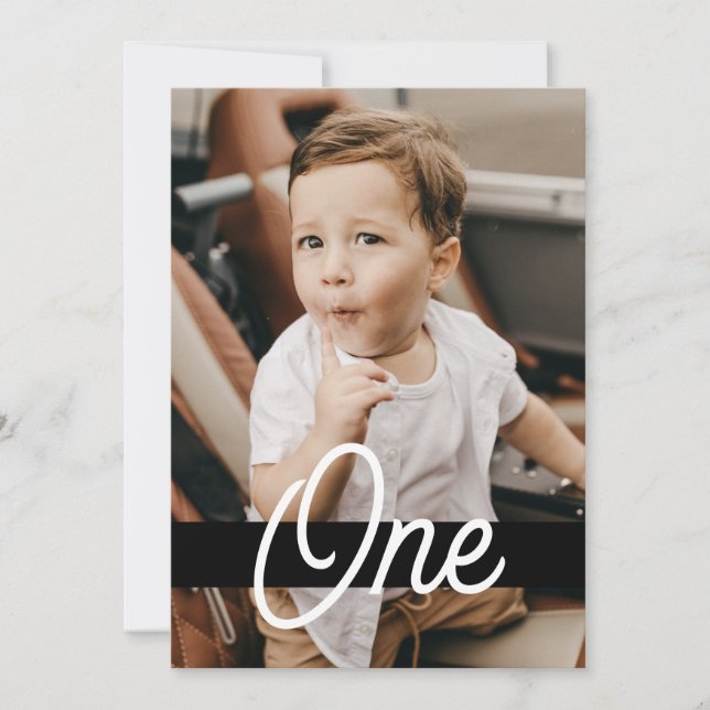 Magazine Cover Style Black Photo Boy 1st Birthday Invitation (Front)