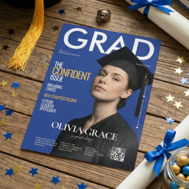 Magazine Cover Style Modern Photo Graduation Invitation (Creator Uploaded)