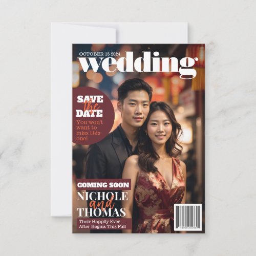 Magazine Cover Style Trendy Save The Date Photo  Invitation