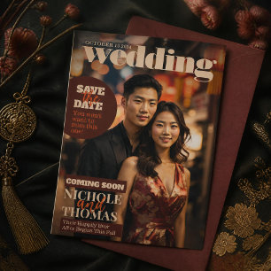 Magazine Cover Style Trendy Save The Date Photo Invitation