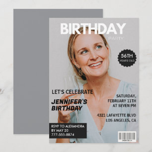 Magazine Cover Stylish for her Photo 56th birthday Invitation