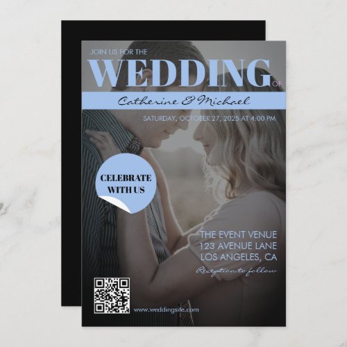 Magazine Cover Trendy Dark Photo Invitation