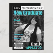 Magazine Cover Turquoise Graduation Invitations (Front/Back)