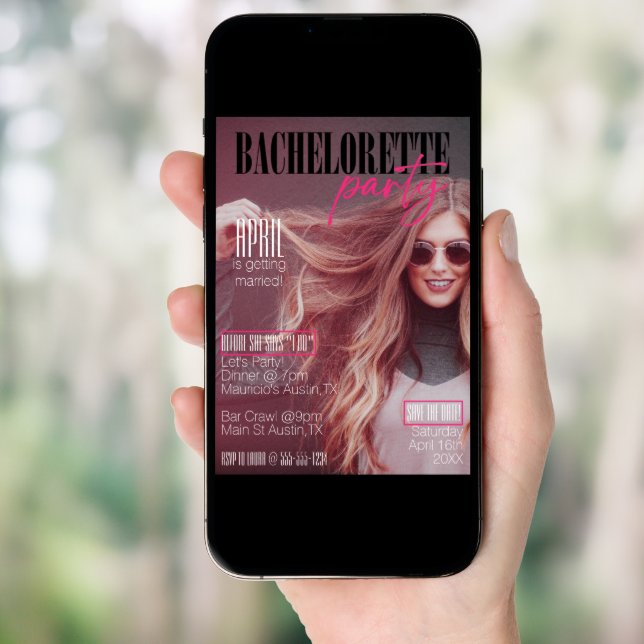 Magazine Cover With Your Photo Bachelorette Party Invitation (Front Digital)