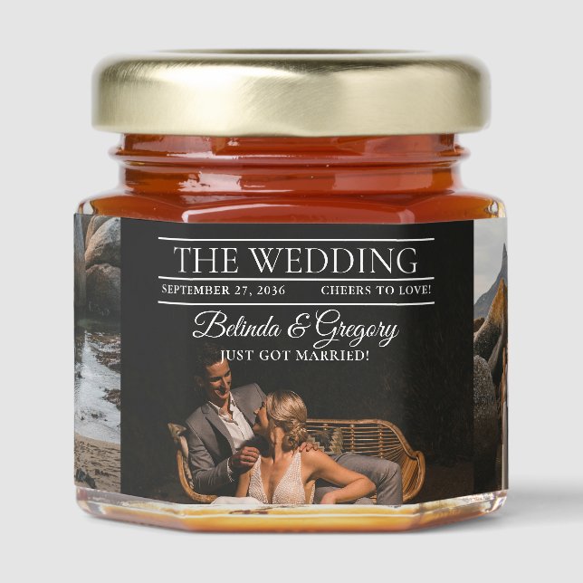 Magazine Editorial Newspaper 3 Photos Wedding  Honey Jar Favors (Front)