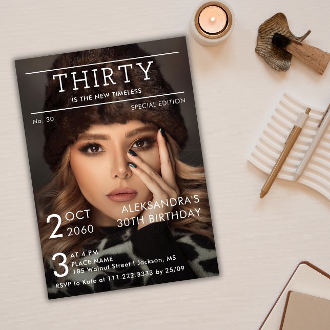 Magazine Editorial Newspaper Photo Birthday  Invitation (Creator Uploaded)