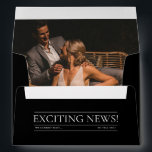 Magazine Editorial Newspaper Photos Wedding Invite Envelope<br><div class="desc">A fun editorial magazine newspaper style wedding design. This editorial magazine newspaper wedding theme has been designed to mimic a modern fashion magazine with customized headlines, text and photos. This editorial magazine template will automatically position your uploaded photos into the viewed positions. A unique editorial magazine style wedding design ideal...</div>