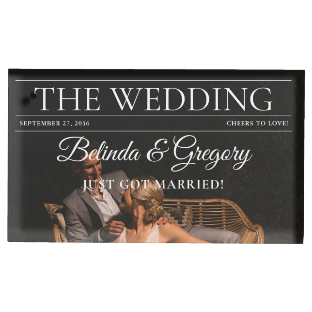 Magazine Editorial Newspaper Photos Wedding  Place Card Holder (Front)
