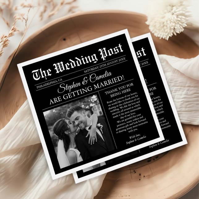 Magazine Editorial Newspaper Wedding Photo Napkins (Creator Uploaded)