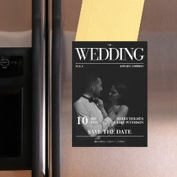 Magazine Editorial Newspaper Wedding Save the Date Magnetic Invitation