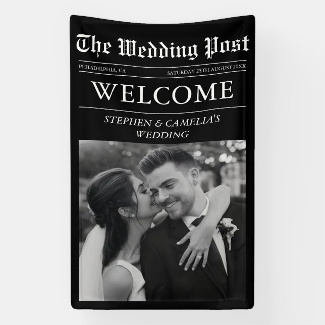 Magazine Editorial Newspaper Wedding Welcome Sign (Vertical)