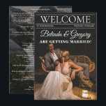 Magazine Editorial Photo Wedding Itinerary Program<br><div class="desc">A fun editorial magazine newspaper style wedding design. This editorial magazine newspaper wedding theme has been designed to mimic a modern fashion magazine with customized headlines, text and photos. This editorial magazine template will automatically position your uploaded photos into the viewed positions. A unique editorial magazine style wedding design ideal...</div>