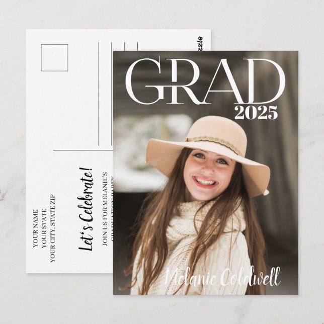 Magazine-Inspired Graduation Party Invitation  Postcard (Front/Back)