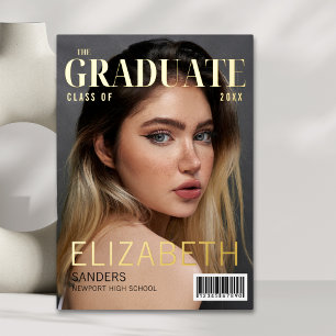 Magazine-inspired Graduation with metallic embossi Foil Invitation