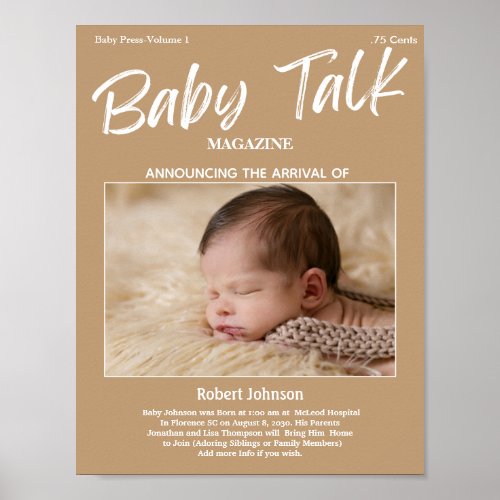 Magazine Keepsake Photo Birth Announcement Poster