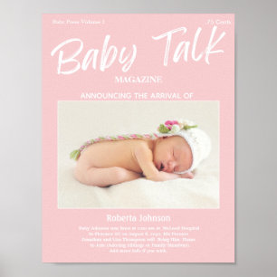 Magazine Keepsake Photo Girl Birth Announcement Poster