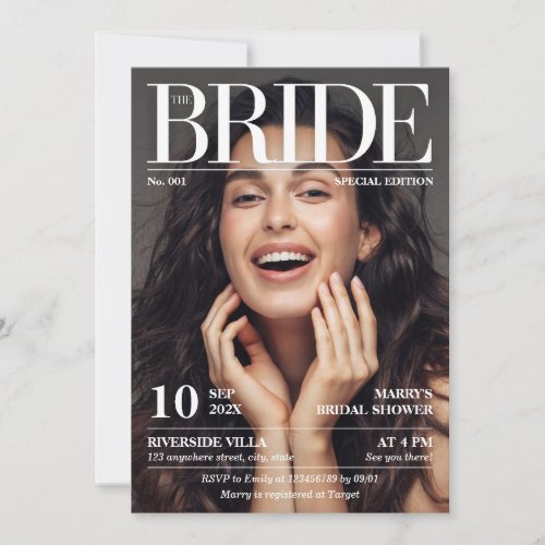 Magazine Newspaper Bridal Shower One Photo Invitation