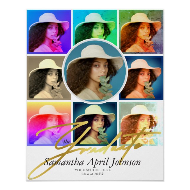 Magazine Pop Art Retro Diptych Graduation Photo  Poster (Front)