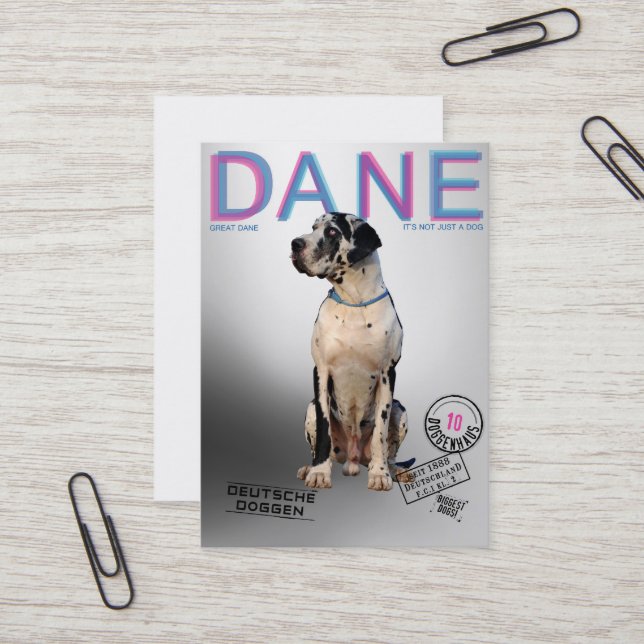 Magazine Style Great Dane  Business Card (Front/Back In Situ)