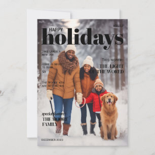 Magazine Style Holiday Card- Top Title, black Card