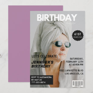  Magazine Stylish Photo 61st birthday invitations 