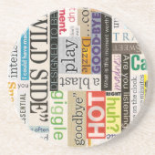 Magazine Text Round Sandstone Drink Coaster (Front)