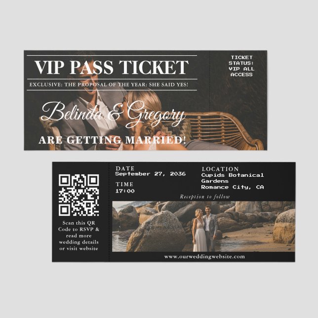 Magazine VIP Access Ticket Wedding Invitation (Front/Back)